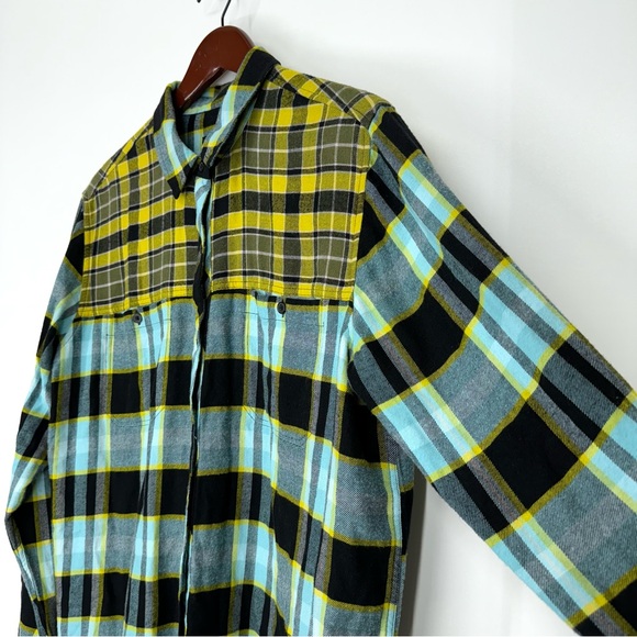Rails Brando Sky Mixed Plaid Fringe Flannel Soft Button Up Shirt Size Large - Picture 5 of 16